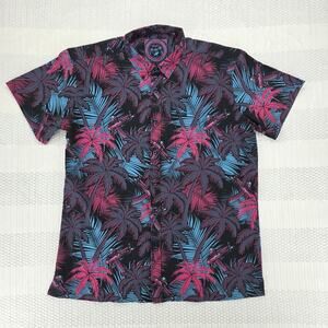 Retro Rifle Shirt Mens 2XL Pink High Crown Palm Tree Performance Hawaiian NWOT
